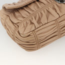 PRADA Schultertasche Kette Leder Beige Silber Original BSZ397-14