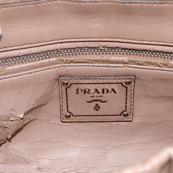 PRADA Schultertasche Kette Leder Beige Silber Original BSZ397