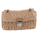 PRADA Schultertasche Kette Leder Beige Silber Original BSZ397-13