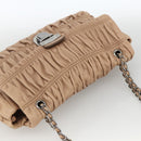 PRADA Schultertasche Kette Leder Beige Silber Original BSZ397-6