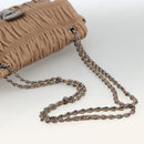 PRADA Schultertasche Kette Leder Beige Silber Original BSZ397-7
