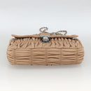 PRADA Schultertasche Kette Leder Beige Silber Original BSZ397-5