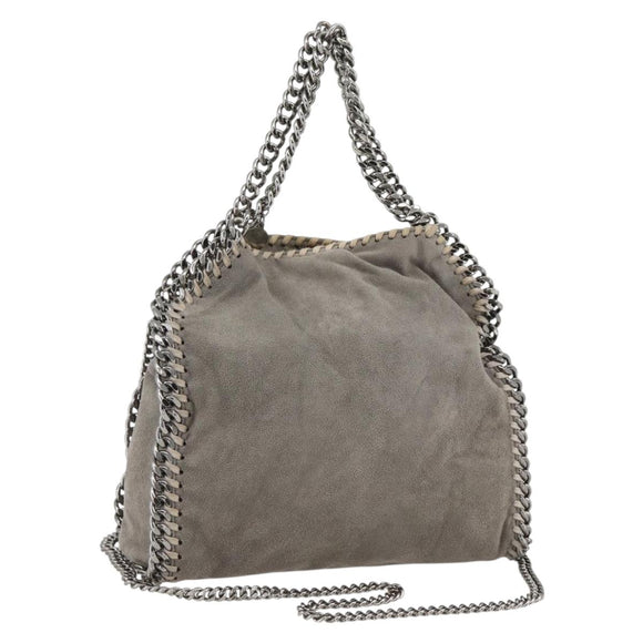 Stella MacCartney Chain Fabera Shoulder Bag Polyester Gray Silver Auth BSZ398