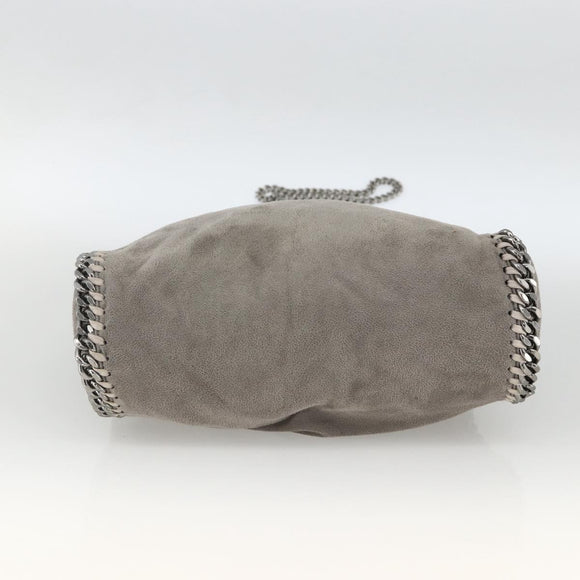 Stella MacCartney Chain Fabera Shoulder Bag Polyester Gray Silver Auth BSZ398