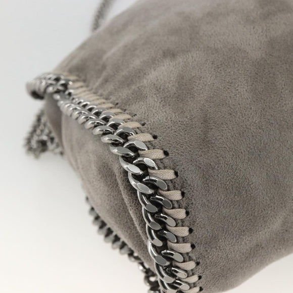 Stella MacCartney Chain Fabera Shoulder Bag Polyester Gray Silver Auth BSZ398