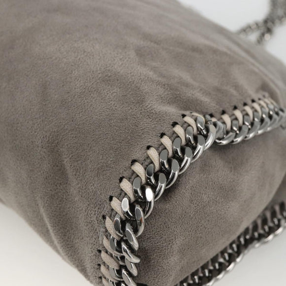 Stella MacCartney Chain Fabera Shoulder Bag Polyester Gray Silver Auth BSZ398