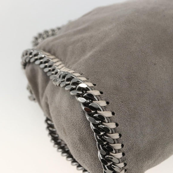 Stella MacCartney Chain Fabera Shoulder Bag Polyester Gray Silver Auth BSZ398