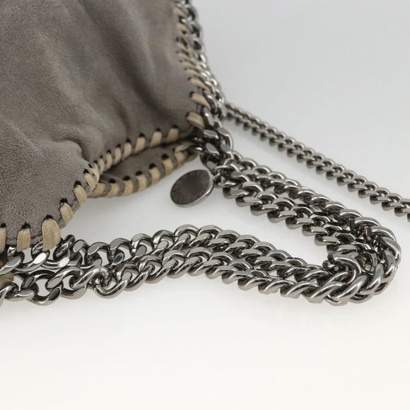 Stella MacCartney Chain Fabera Shoulder Bag Polyester Gray Silver Auth BSZ398