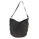 BOTTEGA VENETA INTRECCIATO Shoulder Bag Leather Black Gold Auth BSZ399-1