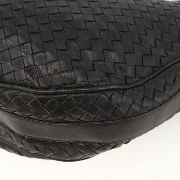 BOTTEGA VENETA INTRECCIATO Shoulder Bag Leather Black Gold Auth BSZ399