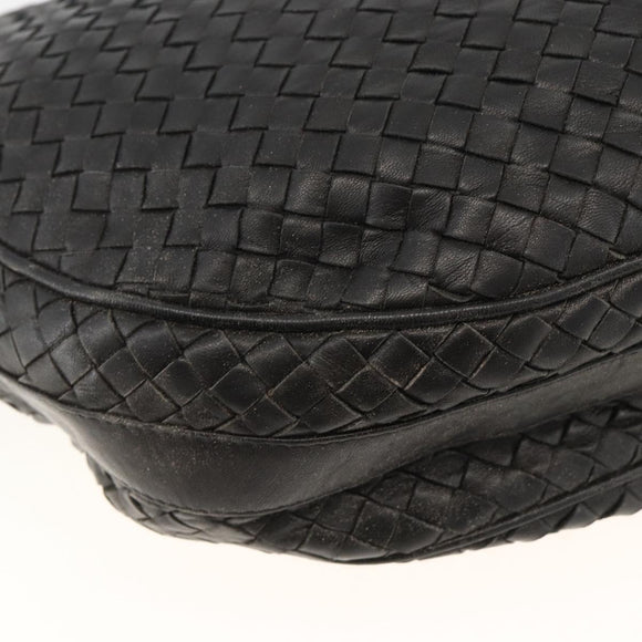 BOTTEGA VENETA INTRECCIATO Shoulder Bag Leather Black Gold Auth BSZ399