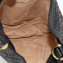 BOTTEGA VENETA INTRECCIATO Shoulder Bag Leather Black Gold Auth BSZ399-15