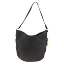 BOTTEGA VENETA INTRECCIATO Shoulder Bag Leather Black Gold Auth BSZ399-2
