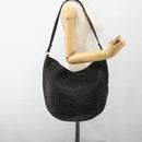 BOTTEGA VENETA INTRECCIATO Shoulder Bag Leather Black Gold Auth BSZ399-21