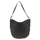 BOTTEGA VENETA INTRECCIATO Shoulder Bag Leather Black Gold Auth BSZ399-3