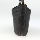 BOTTEGA VENETA INTRECCIATO Shoulder Bag Leather Black Gold Auth BSZ399-4