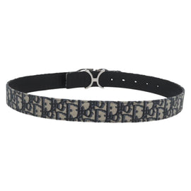Christian Dior Oblique Trotter Canvas Belt 40.2"" Navy Silver Auth BSZ403M - 0