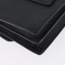 PRADA Pouch Safiano leather Black Silver Auth BSZ405-15