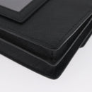 PRADA Pouch Safiano leather Black Silver Auth BSZ405-16