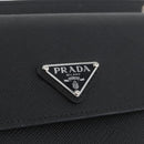 PRADA Pouch Safiano leather Black Silver Auth BSZ405-17