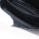 PRADA Pouch Safiano leather Black Silver Auth BSZ405-20