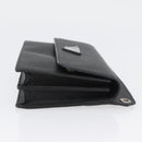 PRADA Pouch Safiano leather Black Silver Auth BSZ405-3