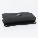 PRADA Pouch Safiano leather Black Silver Auth BSZ405-5