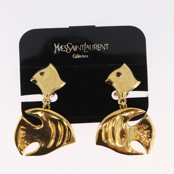 SAINT LAURENT Ohrring Ohrring Metall Gold Auth BSZ416V