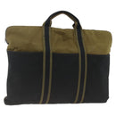 HERMES Fourre Tout Hand Bag Canvas Khaki Silver Auth BSZ425-1