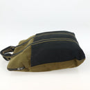HERMES Fourre Tout Hand Bag Canvas Khaki Silver Auth BSZ425-4