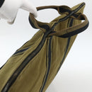 HERMES Fourre Tout Hand Bag Canvas Khaki Silver Auth BSZ425-6
