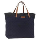 GUCCI GG Canvas Tote Bag Nylon Navy Gold 282439 Auth BSZ426-1