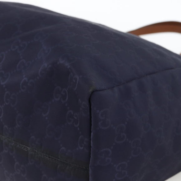 GUCCI GG Canvas Tote Bag Nylon Navy Gold 282439 Auth BSZ426