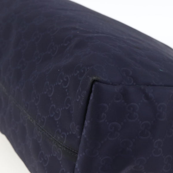 GUCCI GG Canvas Tote Bag Nylon Navy Gold 282439 Auth BSZ426