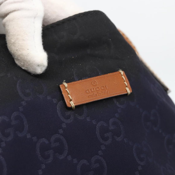 GUCCI GG Canvas Tote Bag Nylon Navy Gold 282439 Auth BSZ426