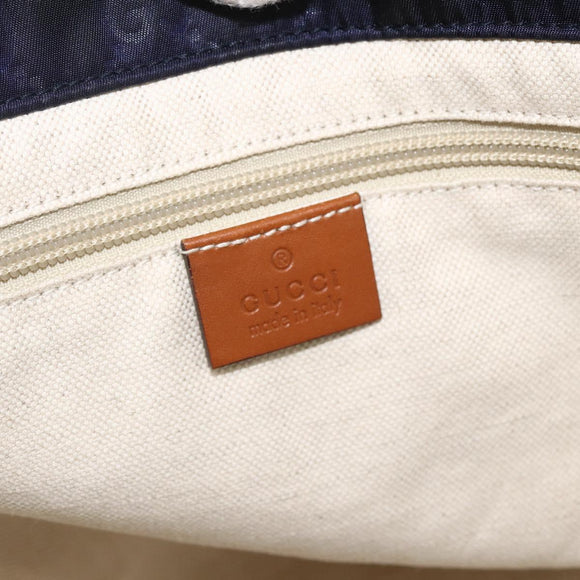 GUCCI GG Canvas Tote Bag Nylon Navy Gold 282439 Auth BSZ426