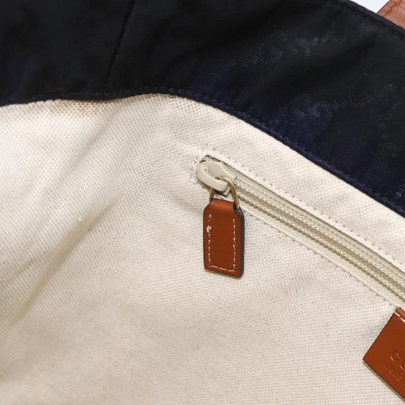 GUCCI GG Canvas Tote Bag Nylon Navy Gold 282439 Auth BSZ426