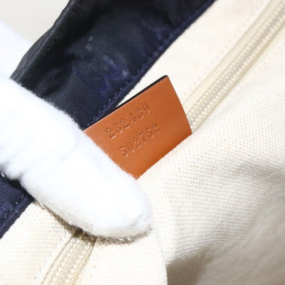 GUCCI GG Canvas Tote Bag Nylon Navy Gold 282439 Auth BSZ426