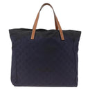 GUCCI GG Canvas Tote Bag Nylon Navy Gold 282439 Auth BSZ426-2