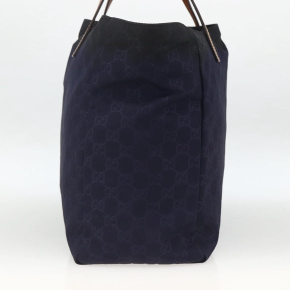 GUCCI GG Canvas Tote Bag Nylon Navy Gold 282439 Auth BSZ426