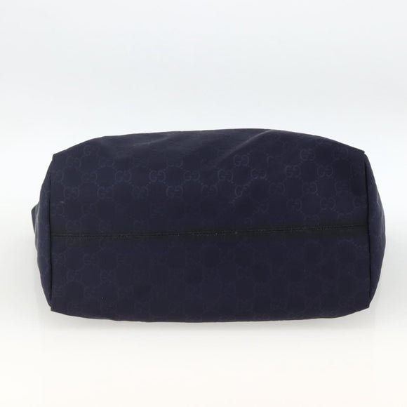 GUCCI GG Canvas Tote Bag Nylon Navy Gold 282439 Auth BSZ426