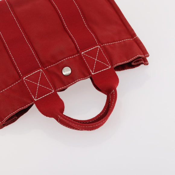 HERMES Fourre Tout Hand Bag Canvas 5 Set Khaki Red Navy Auth BSZ434