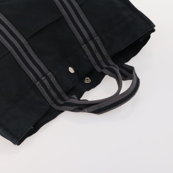 HERMES Tote Bag Canvas 4 Set Gray Black Brown Auth BSZ435