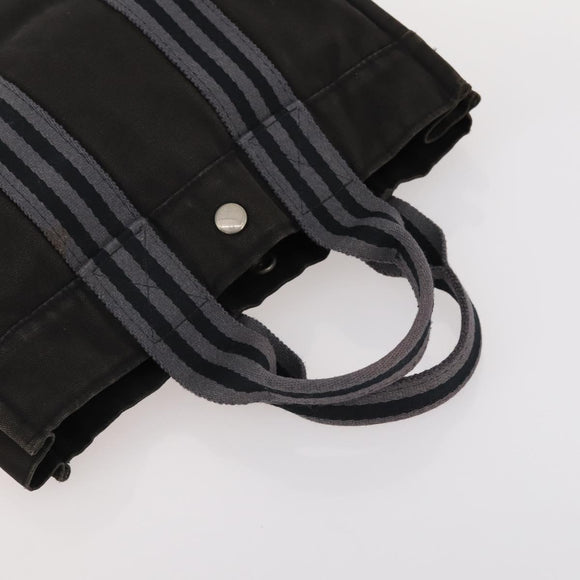 HERMES Tote Bag Canvas 4 Set Gray Black Brown Auth BSZ435