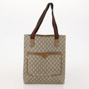 GUCCI GG Plus Supreme Web Sherry Line Tote Bag PVC 3 Set Beige Red Auth BSZ437-10