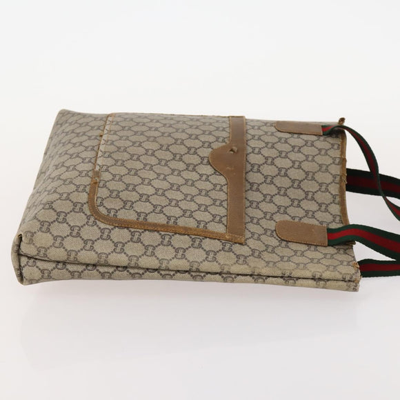 GUCCI GG Plus Supreme Web Sherry Line Tote Bag PVC 3 Set Beige Red Auth BSZ437