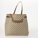 GUCCI GG Plus Supreme Web Sherry Line Tote Bag PVC 3 Set Beige Red Auth BSZ437-2