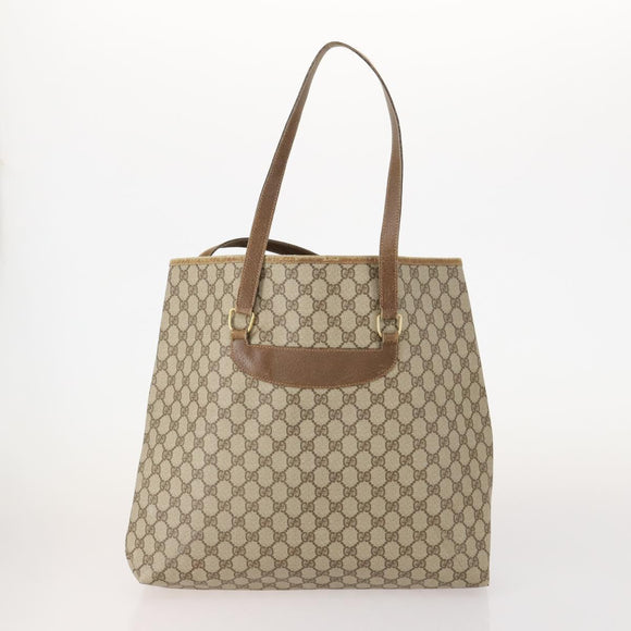 GUCCI GG Plus Supreme Web Sherry Line Tote Bag PVC 3 Set Beige Red Auth BSZ437