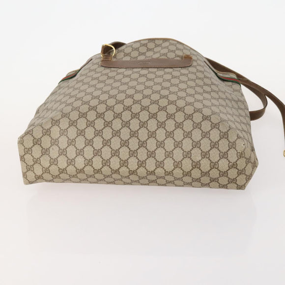 GUCCI GG Plus Supreme Web Sherry Line Tote Bag PVC 3 Set Beige Red Auth BSZ437