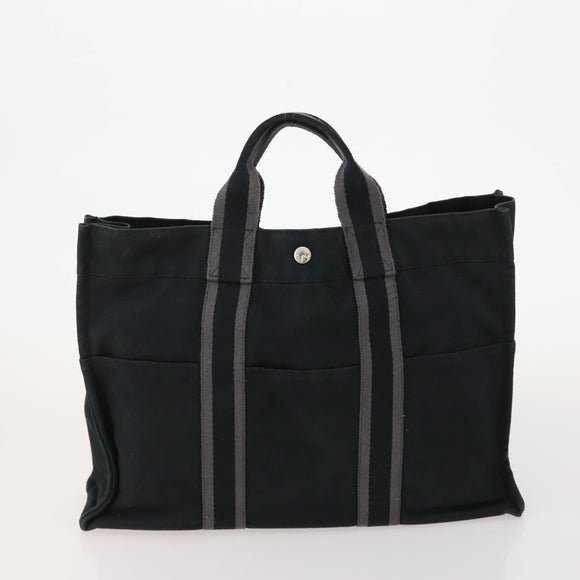 HERMES Tote Bag Canvas 4 Set Black Gray Bordeaux Auth BSZ440